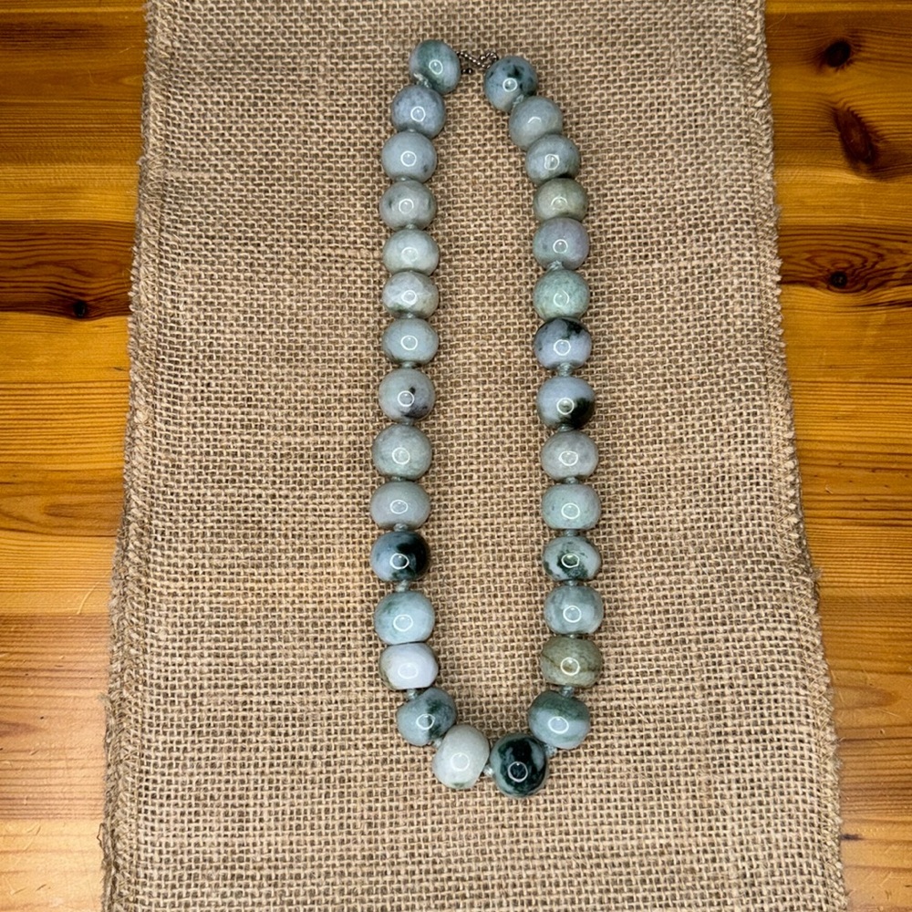 Blue & Aqua Stone Beaded Statement Necklace Boho Coastal